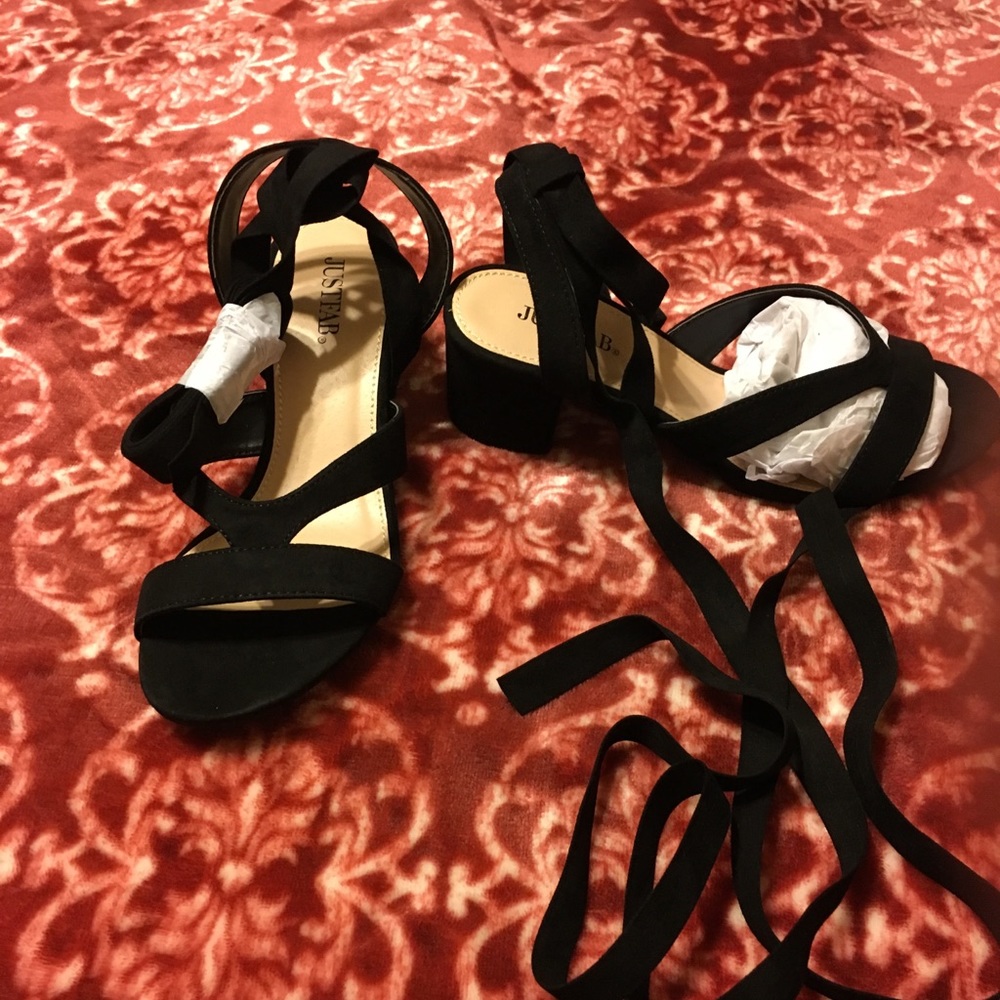 Fabric lace up heels